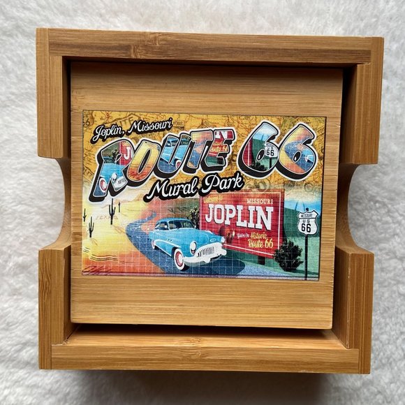 NWT Joplin Missouri Route 66 Set of Wooden Coasters - Picture 1 of 16